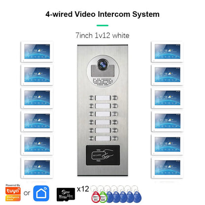 ANJIELO 2-12 Units Apartment Doorbell Video Intercom System Digital Frame Background Music Detection Preview NEW 2026
