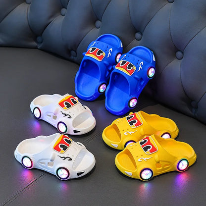 Cartoon Slipper Fashion Versatile Light Up Girl Shoes Cute Car Anti Slip Kid Slippers Classic Light Boy Shoe Casual Home Sandal