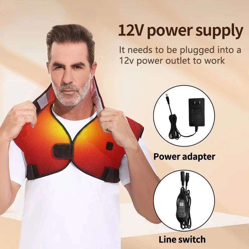 Electric Massage Wrap Neck Shoulder Back Pain Relief Heating Shawl Shoulder Vibration Massager Cold Weather Body Warmer Vest