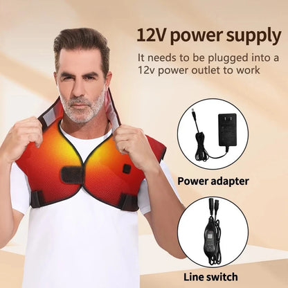 Electric Massage Wrap Neck Shoulder Back Pain Relief Heating Shawl Shoulder Vibration Massager Cold Weather Body Warmer Vest