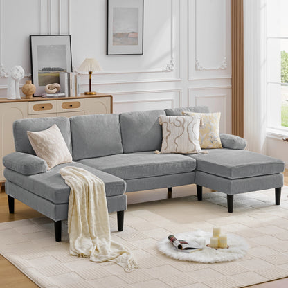 Korser U-Shaped Sectional Sofa 4 Seater Lounge Sleeper with Removable Cushions Upholstered Couches for Living Room