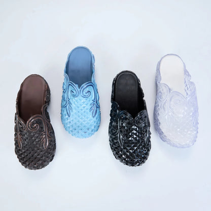 Summer Women's Jelly Shoes Adult Girls Thick Soled High Heels Beach Sandals Ladies Casual Fashion Personalized Printed Slippers