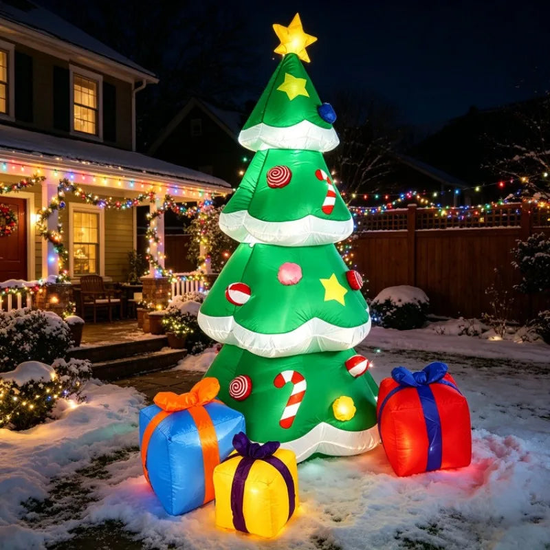 2.1M/7FT Christmas Inflatable Xmas Tree With LED Lights Outdoor Ornament Christmas Gift Party New Year Indoor Decoration Toys