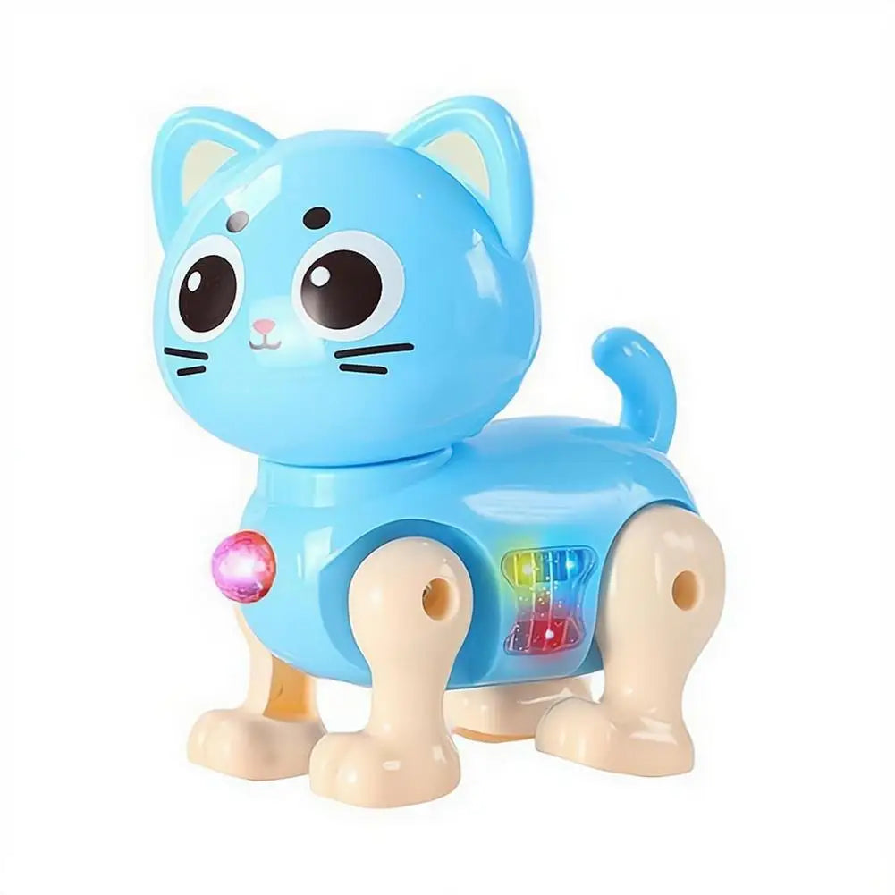 Electric Mechanical Cat Toy, Rechargeable Walking Robot Cat With Light Music& Simulated Sound Effects For Kids Children
