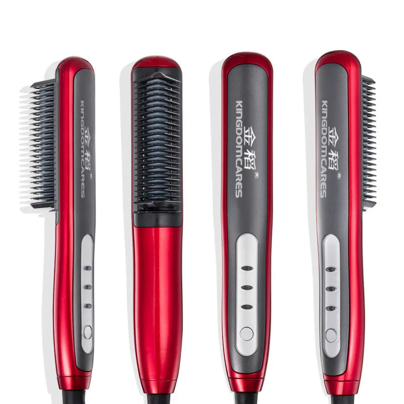 Hair & Beard Straightener Ionic Ceramic Hot Comb Electric Straighten Curling Hair Brush Negative Ion Anti-scalding Styling Tool