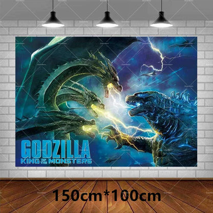 Monster Godzillaed Vs King Konged Happy Birthday Decoration Party Supplies Balloons Banner Backdrop Cake Topper Cup Plate Napkin
