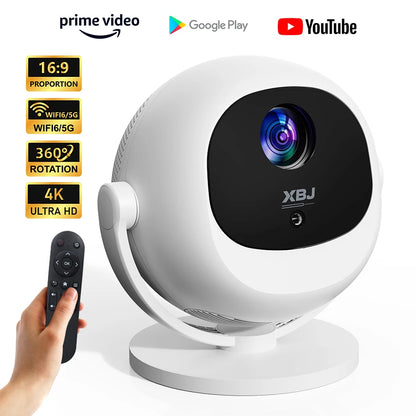 XBJ Smart Touch Screen Portable Projector Support 4K Wifi 6 Bluetooth Auto Focus Compatible with Phone/ TVStick/pc/IndoorOutdoor