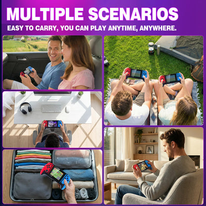 Retro Nostalgic Game Console, High-definition Picture Quality with Vivid Colors, 3.5-inch Large-screen & Ergonomic Design, Small and Portable, Red and Blue Retro Color Contrast, Essential Gift for Festivals