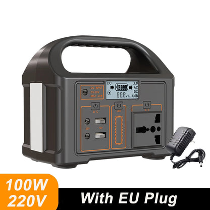 100W Portable Power Station 24000mAh LiFePO4 Charging Station Solar Generator 220V/110V Energy Storage Power Supply for Camping
