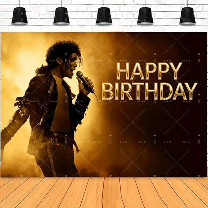 Michael Jacksons Birthday Party Decorations Fans Party Supplies Cake Topper Balloons Background Photo Studio Photography Props