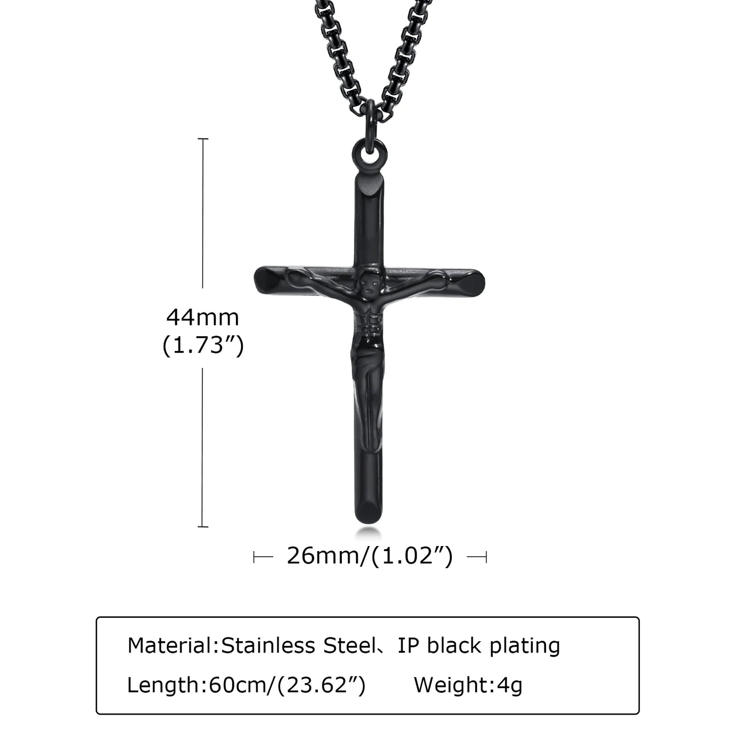 Stainless Steel Cross Necklace Catholicism Jesus Pendant Gold Color Collar Church Prayer Faith Jewelry for Men Women Gift