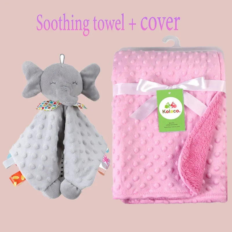 Custom Embroidered Name Minky Baby Blanket & Bunny Comforter Set Personalized Newborn Security Blanket Baby Shower Gift