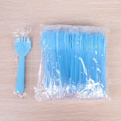 50/100pieces/Pack Disposable Plastic Frosted Fork Spoons Wholesale Fruit Spoons Cake Dessert Tableware Independent Packaging