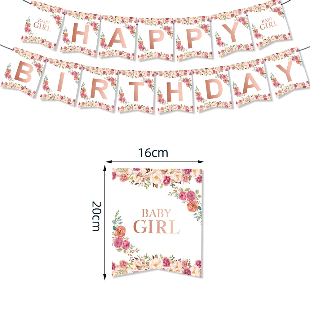 Rose Gold Party Supplies Disposable Tableware Set Diamond Glitter Paper Plate Cup Wedding Birthday Party Decoration Kid Balloons