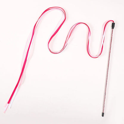 Long Ribbon Interactive Cat Toy Satin Ribbon Cat Teaser Rod Toy Kitten Playing Teaser Wand Pet Toy