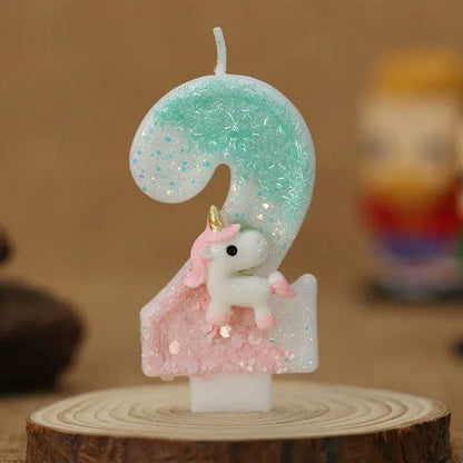 Birthday Candle 0-9 Number Birthday Party Cake Candle Pink Unicorn Birthday Candles for Cake Blue Children's Birthday Decor
