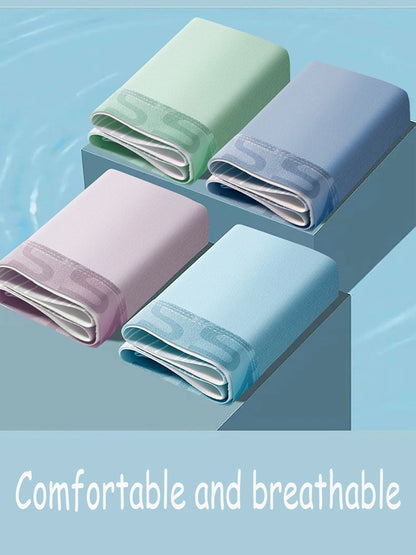 4 Pieces of Men's Underwear Fashion Trend Ice Silk Material Multi-Size 4 Color Combination Men's Boxer Briefs