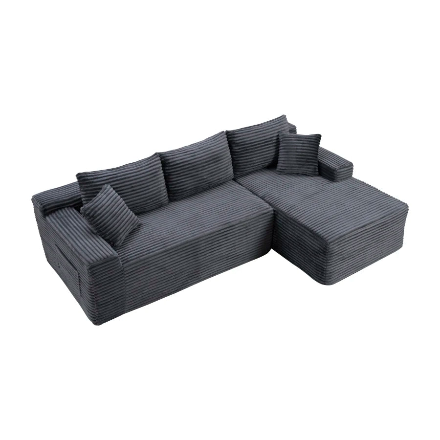 106.3" Cloud Modular Sectional Sofa Couch with L-Shape Chaise, Modern Minimalist Upholstered Couches for Living Room Bedroom, D