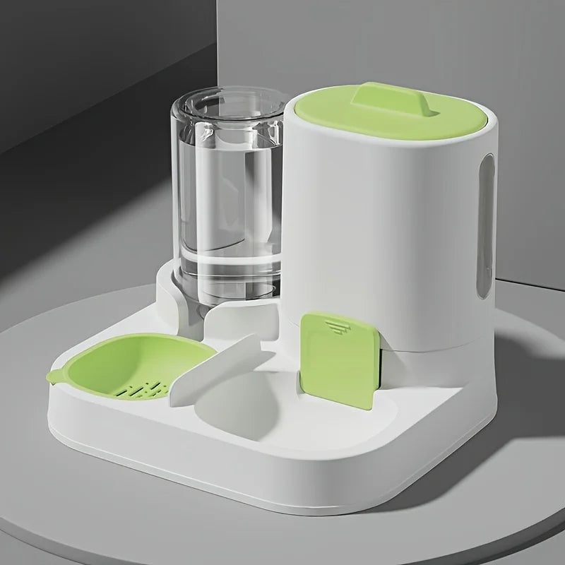 1-Pack Automatic Gravity-Fed Cat Water Dispenser & Feeder - Spill-Proof Large Capacity One-Piece Design,