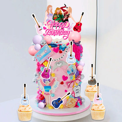 LaVenty  Singer Birthday Cake Decoration 1989 Girl Cake Topper Party Decorations Birthday Girls Theme Photo Backdrop Era Party