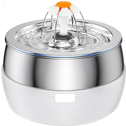 3L Stainless Steel Pet Cat and Dog Drinking Fountain Ultra-Silent Water Pump Suitable for Multiple Pet Drinking Bowls