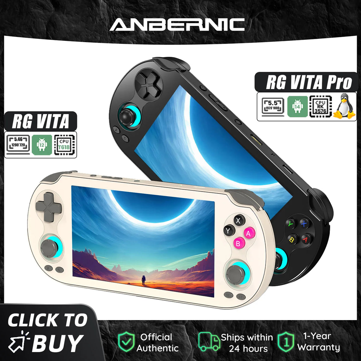 Anbernic RG VITA/RG VITA Pro Handheld Game Console Android Retro Game Player 5000mAh Supports RixelHK Wifi Online Multi-playerix
