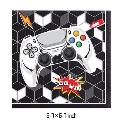 Gamepad Boy Birthday Party Decorations Paper Cup Plate Napkin Tablecloth Banner Caketopper Balloons For Baby Shower Supplies