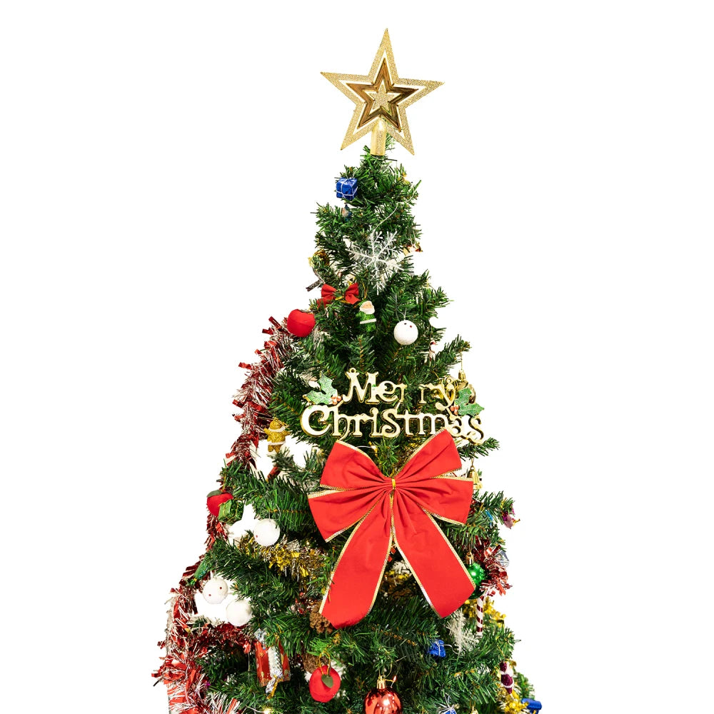 6ft artificial Christmas tree with LED energy-saving lights, including 195 pendant tree skirts and guardrails