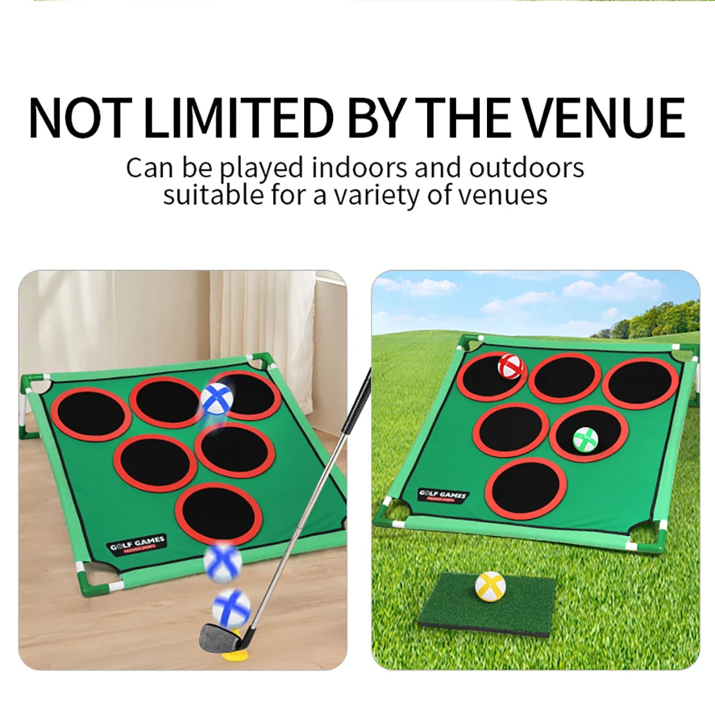 Golf Game Play Set Portable Golf Chipping Game Cornhole Game With Balls Putting Mat Putter Indoor Outdoor Putter Target Golfers