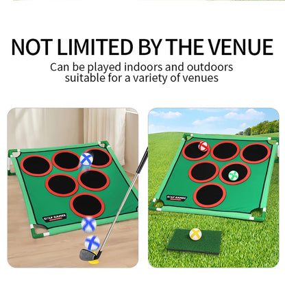 Golf Game Play Set Portable Golf Chipping Game Cornhole Game With Balls Putting Mat Putter Indoor Outdoor Putter Target Golfers
