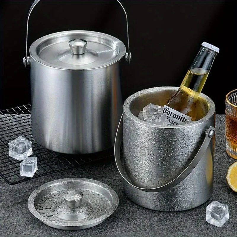 For Ice Bucket Wine Beer Champagne KTV Party Cooler 1.6L/2L/3L Stainless Steel Insulated