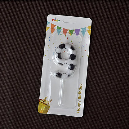 Black White Soccer Number Birthday Candle 0‑9 Football Pattern Digital Cake Topper Soccer Sports Theme Party Cake Decor Supplies