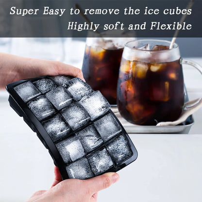 15 Grids Ice Cube Trays 100% Food Grade Silicone Ice Molds Easy Release Flexible Ice Cubes Mould with Lid for Whiskey Cocktail