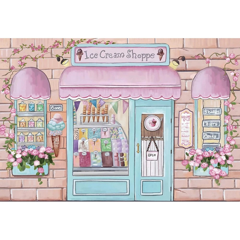Candy Bar Baby Shower Birthday Backdrop Ice Cream Car Donuts Lollipop Party Photo Background Cake Table Decor Photography Props