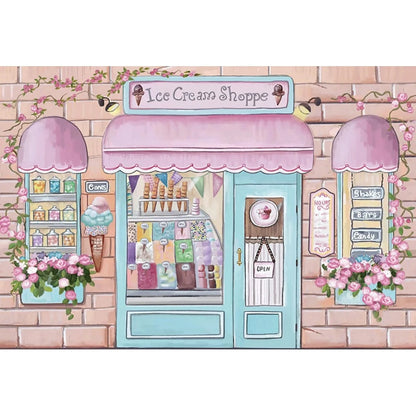 Candy Bar Baby Shower Birthday Backdrop Ice Cream Car Donuts Lollipop Party Photo Background Cake Table Decor Photography Props
