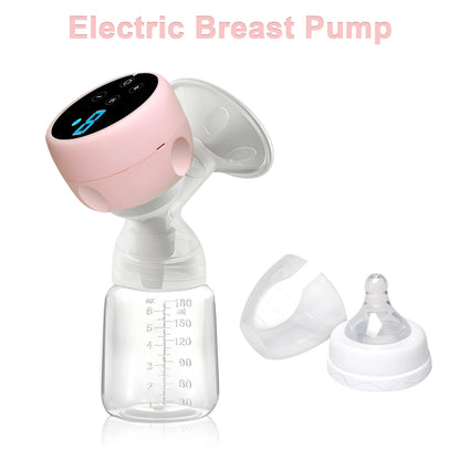Electric Breast Pump 2-IN-1 Portable Baby Nipple Bottle Smart Integrated Suction Breast Pump Milk Postpartum Fortable Breast