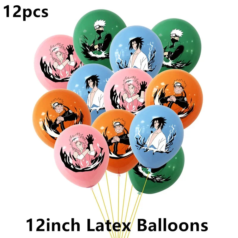 Naruto Kakashi Balloons Uchiha Sasuke Ballons Happy Birthday Banner Party Decoration Kids Toy Cake Topper Disposable Tableware