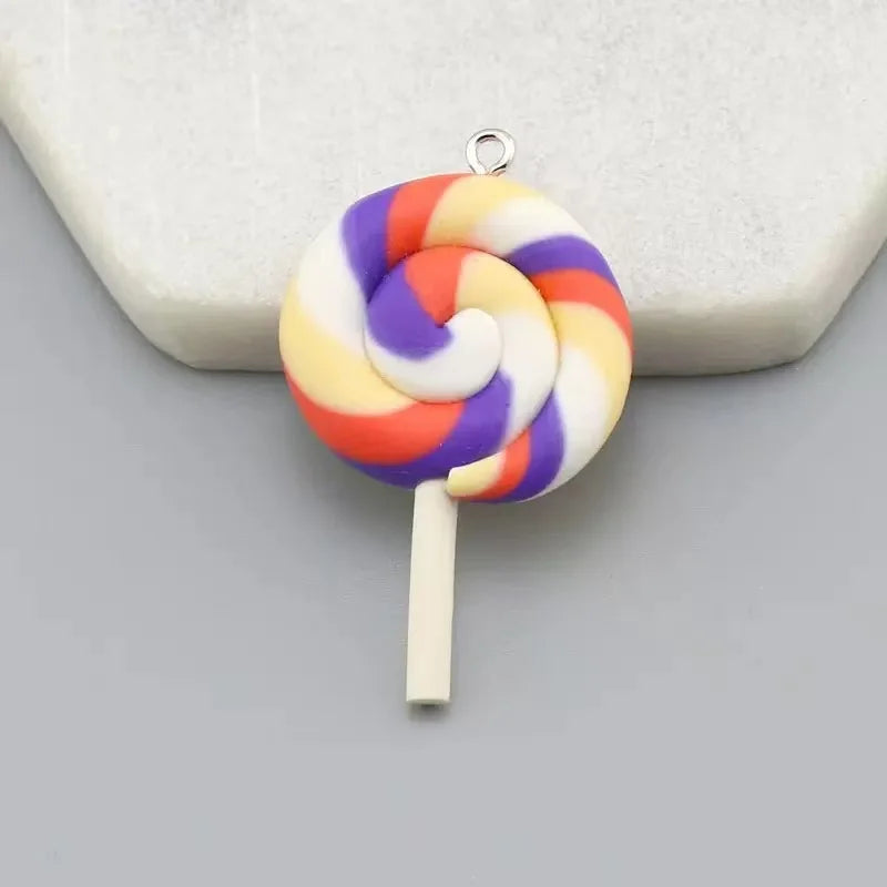 10pcs Cute Lollipops Pretend Play Food Pendants Crafts DIY Handmade Jewelry for Earring Necklace Keychain