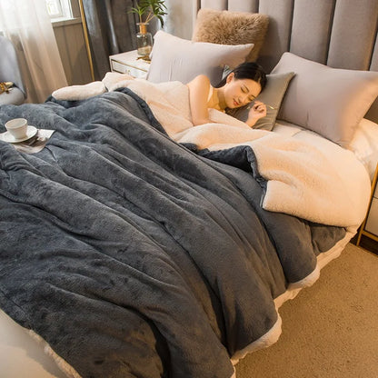 Sherpa Blanket Twin Warm Bed Blanket for Winter Cozy Soft Fuzzy Couch Throw Flannel Fleece/Wool Like Reversible Plush Blanket
