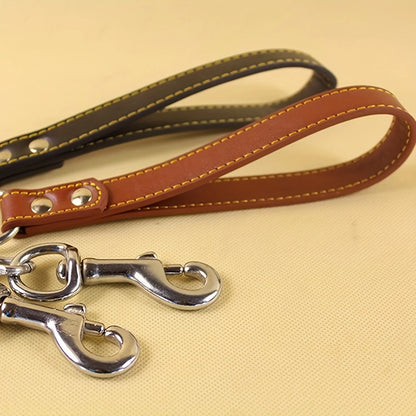 1pc-120cm Anti Bite Dog Chain Leather Handle Chain Durable Metal Anti Chewing Training Dog Leather