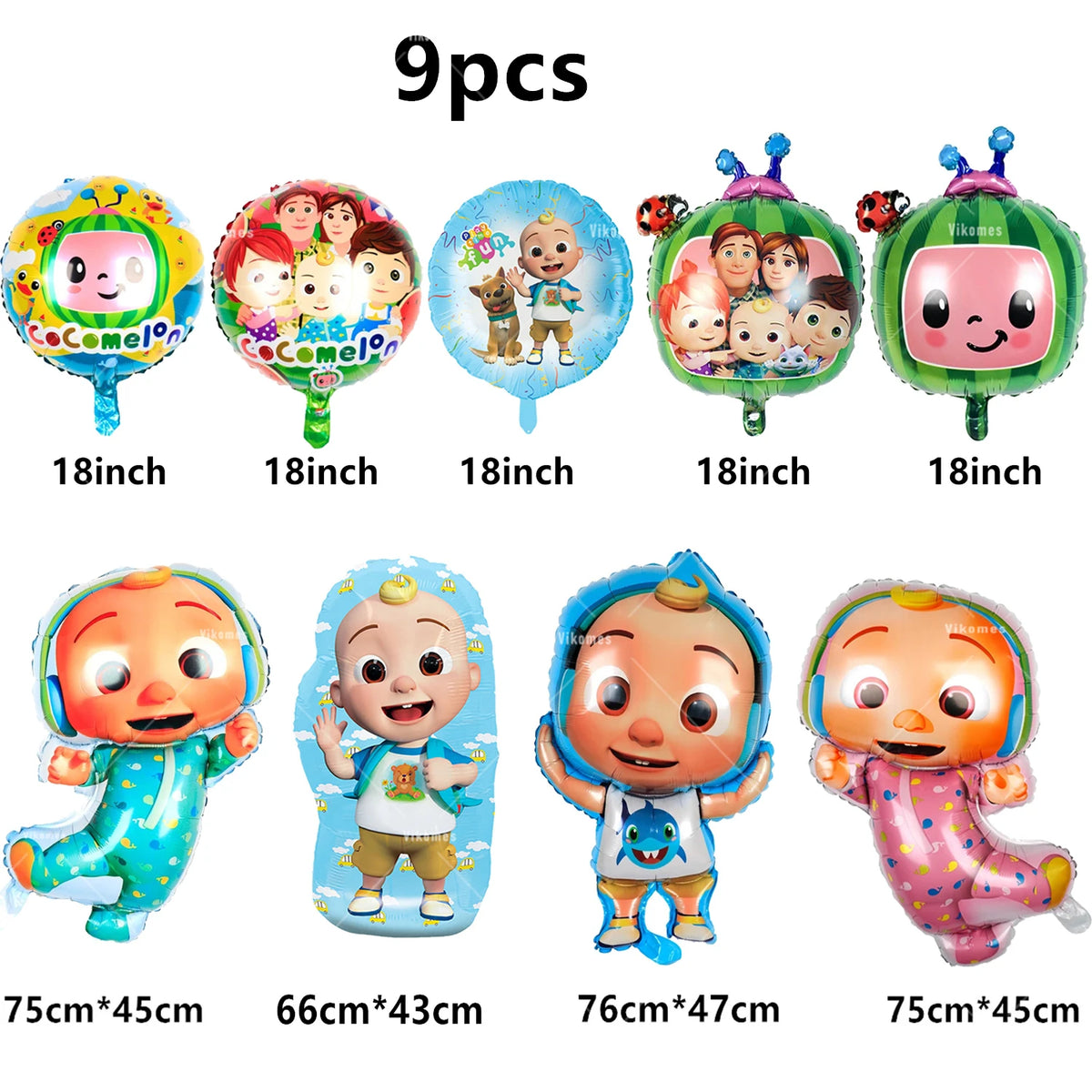 Cocomelon Balloon JJ Melon Watermelon Toy Happy Birthday Banner Party Decoration Backdrop Cake Topper JOJO Disposable Tableware