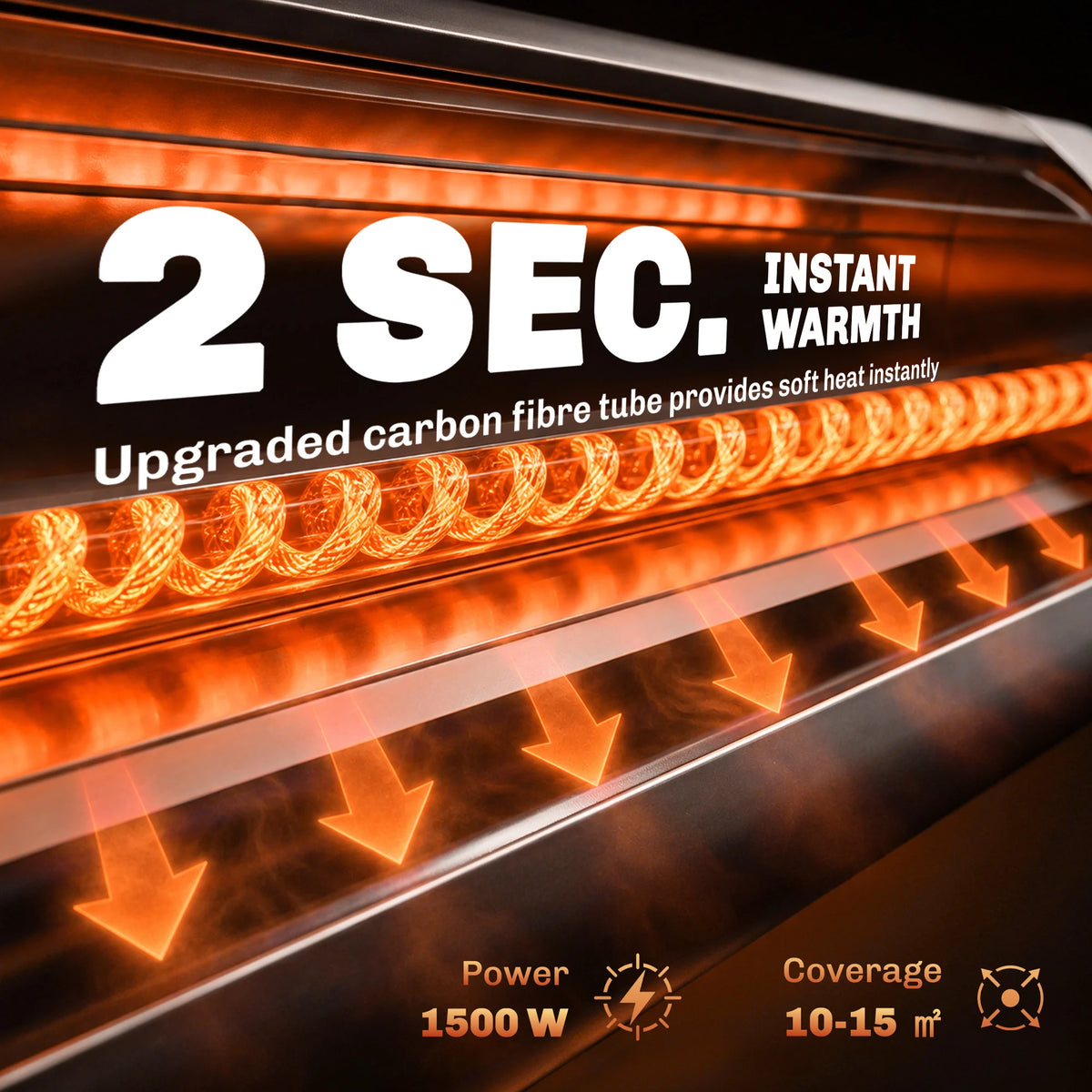 Electric Patio Heater, 1500W IP65 Outdoor Infrared Heater, Black