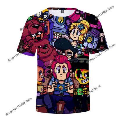Kids' Game Character Graphic T-Shirt | Short Sleeves & Crew Neck | Casual Wear & Streetwear