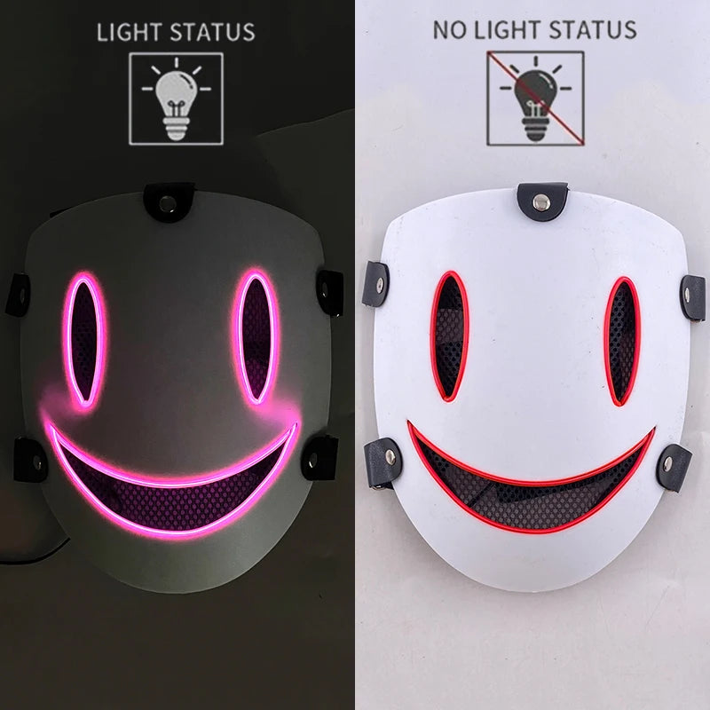 Anime High Rise Invasion Sniper LED Light up Mask Japanese Killer Japanese White Masks Carnival  Halloween Party Costume Props