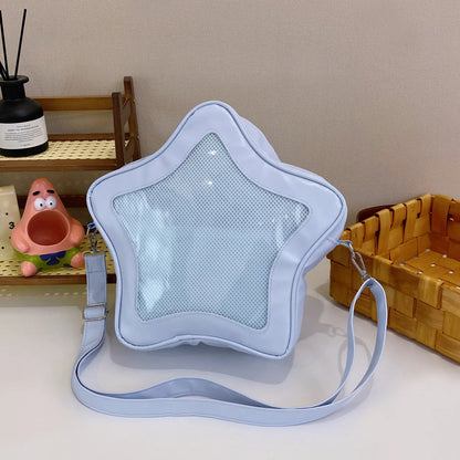Apple Shaped Transparent Ita Bag Backpack Cute Doll Display Storage Bag for Girls Detachable Strap Casual Crossbody Backpack