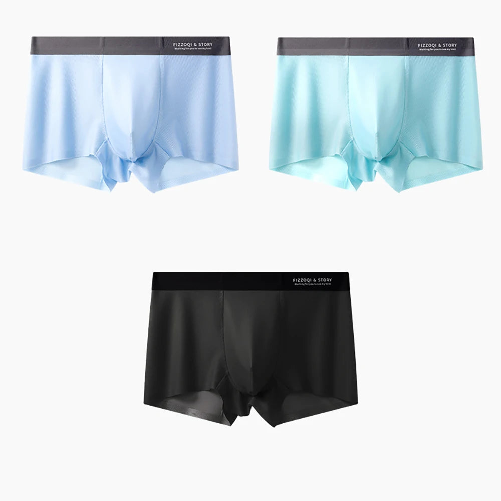 1/3PCS Ultra-thin Ice Silk Quick-dry Underwear Man Smooth Seamless Men's Panties Breathable Antibacterial 3D Silk Crotch Boxers