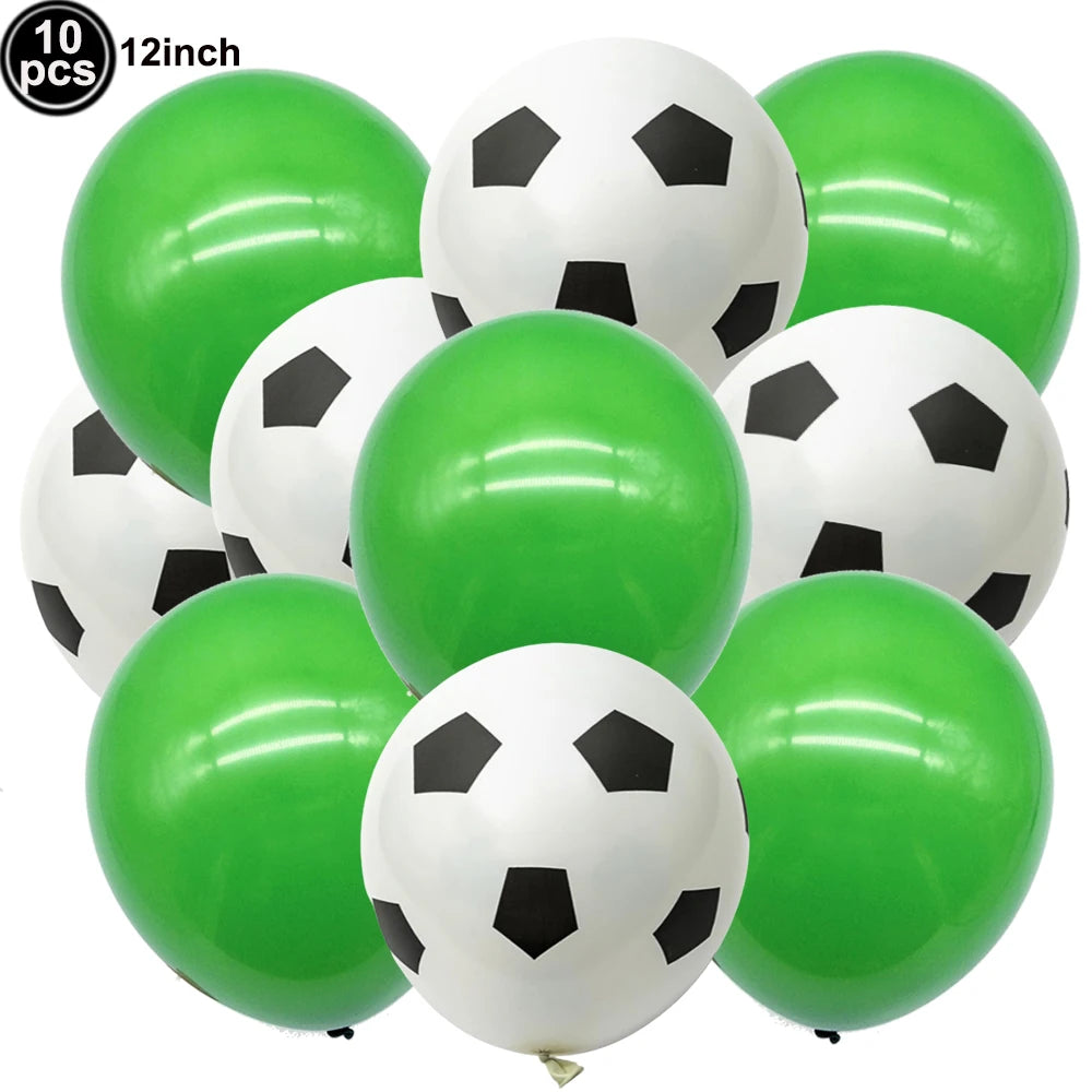 10Pcs 12inch Soccer Balloons Red Blue Black White Confetti Football Latex Balloon Boy Soccer Birthday Party Baby Shower Decor