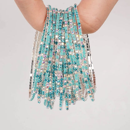 5pcs Fashion Colorful Acrylic Crystal Rhinestone Elastic Bracelet For Women Stretch Wristband Wedding Bracelets Daily Jewelry