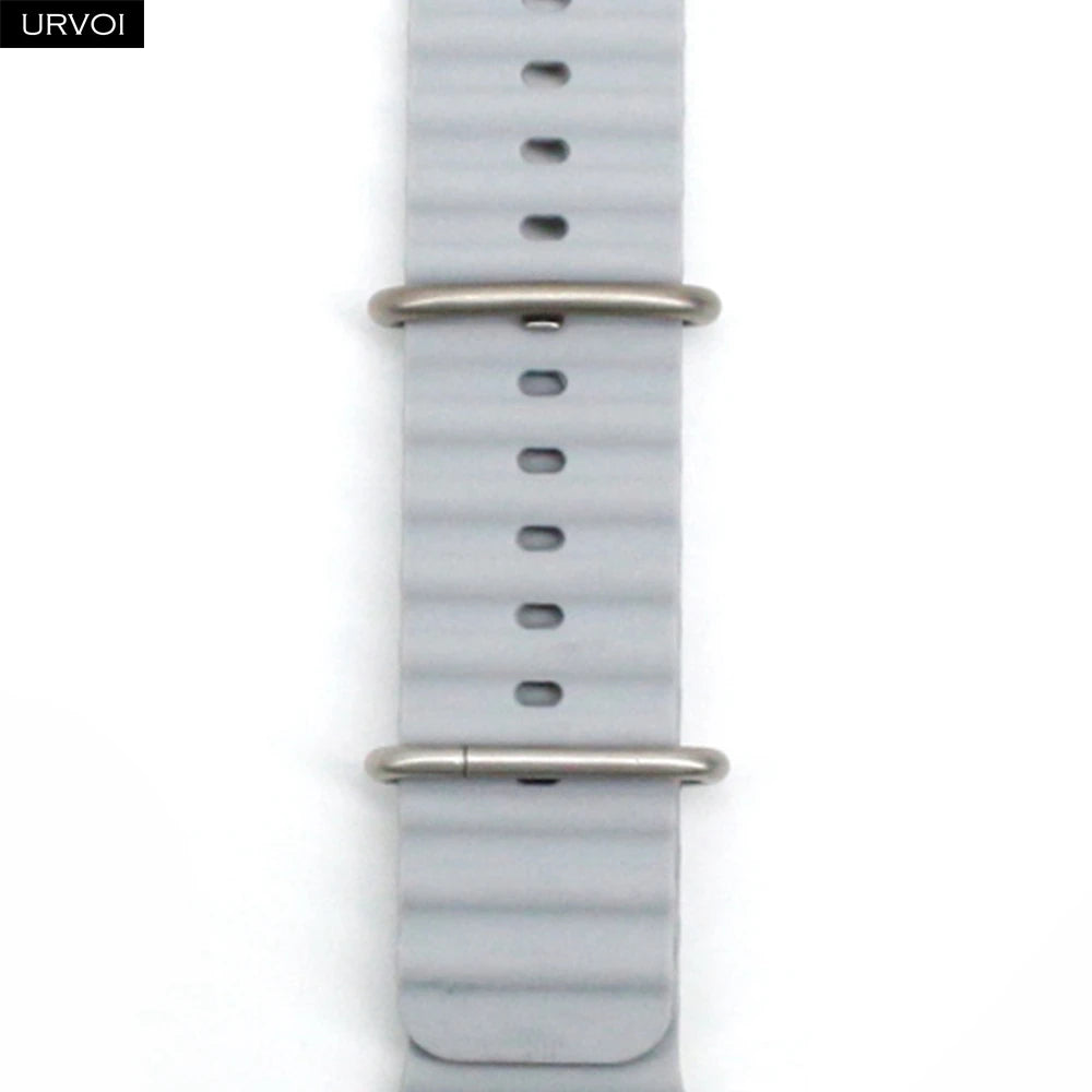 URVOI Ocean Band for Apple Watch Ultra 4 3 2 Strap Series 12 11 10 SE Sport Band for iWatch Silicone Wristband Black Buckle 49mm
