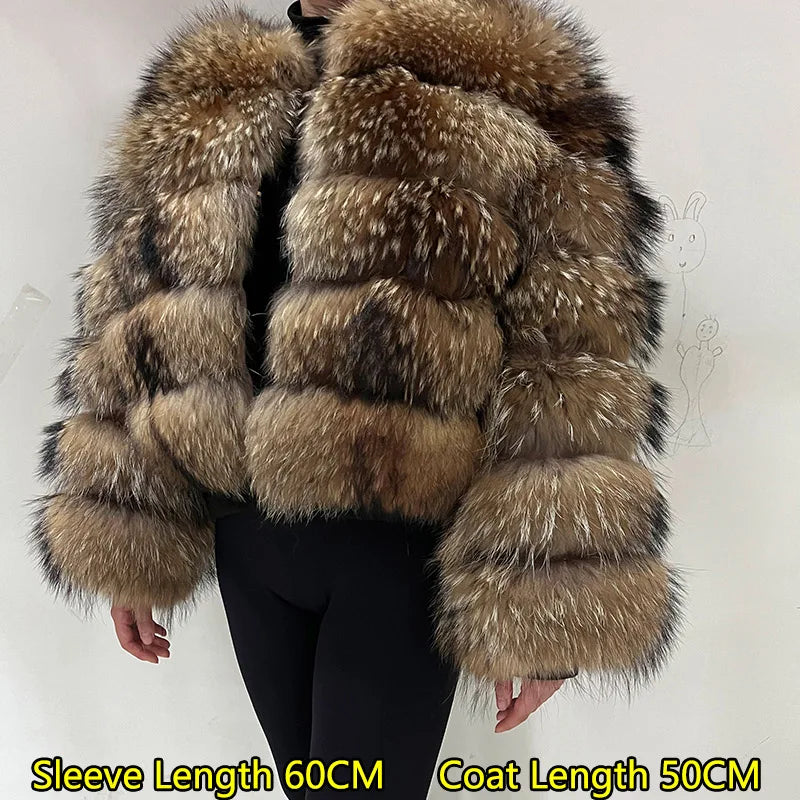 2026 Maomaokong Super Hot Winter Women Luxury Thick Real Raccoon Fur Coat Natural Fox Fur Jacket Plus Size Jackets Female Vest